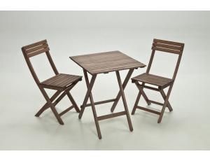 Table pliante carrée et chaises sans bras